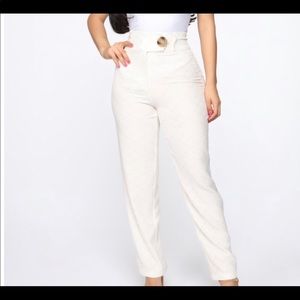 White linen pants